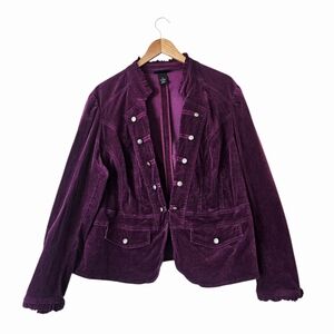 Lane Bryant Purple Corduroy Military-Style Blazer Jacket, Size 22